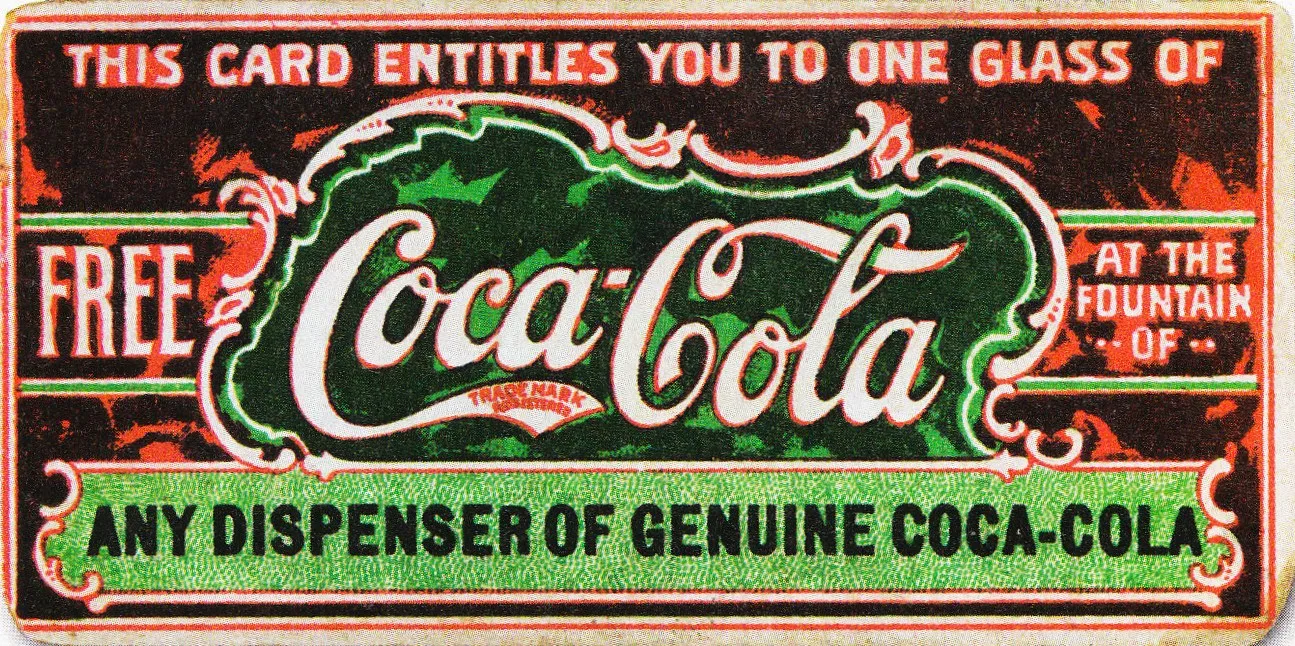 Scansione del primo coupon Coca-Cola per un bicchiere gratis, 1887