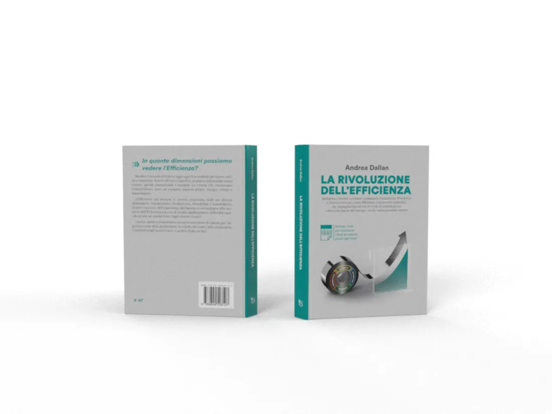 Fronte e retro del libro La Rivoluzione dell'Efficienza di Andrea Dallan
