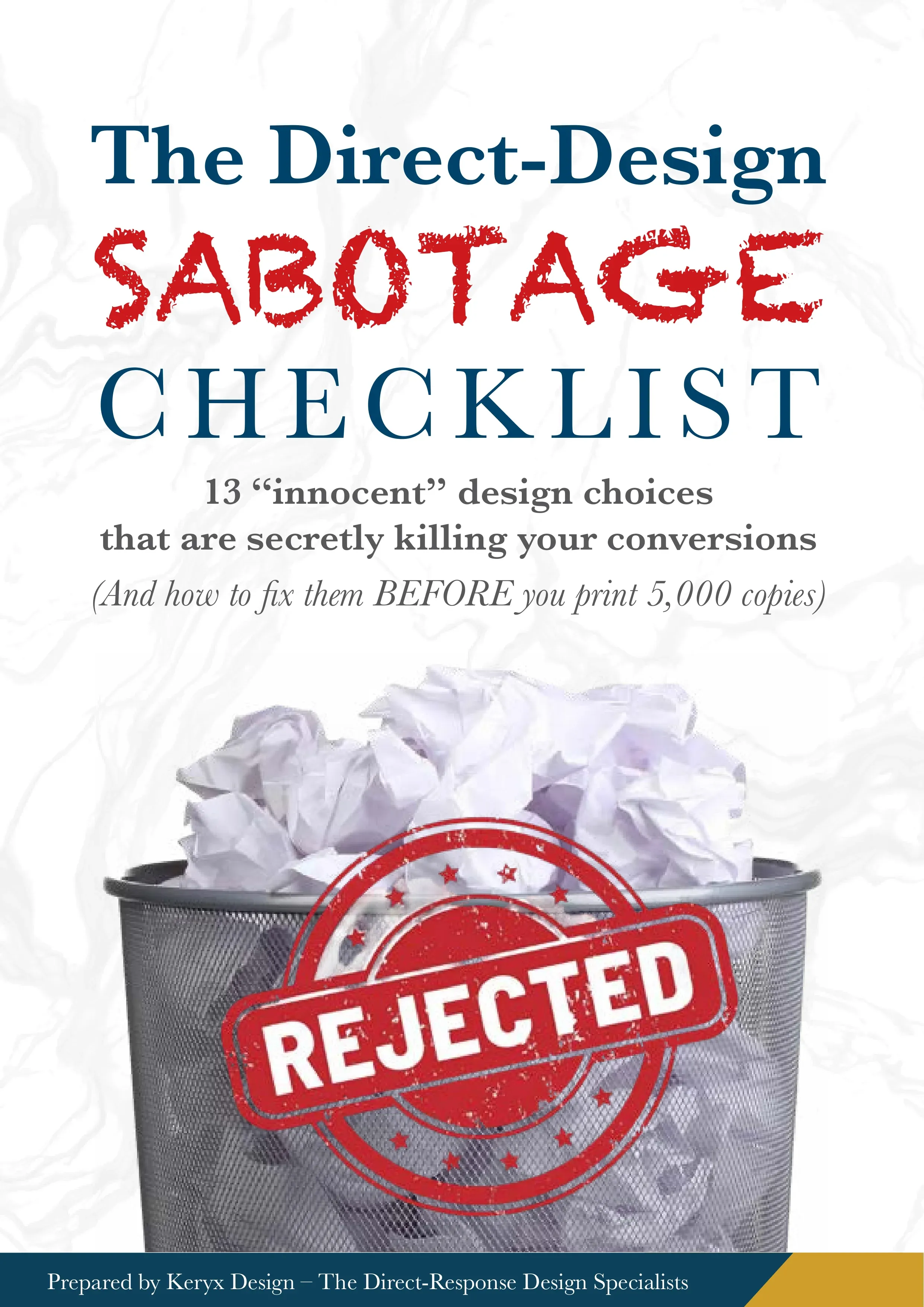 The Direct-Design Sabotage Checklist - PDF cover by Keryx Design