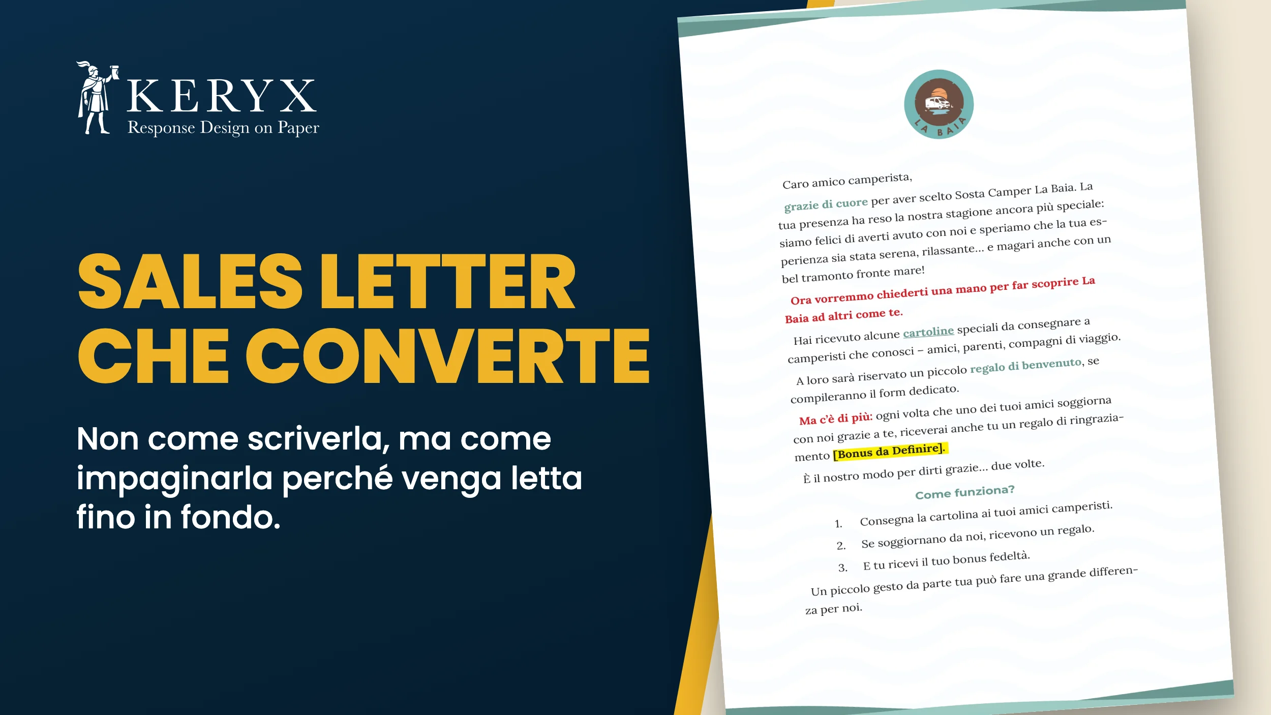 Come si impagina una sales letter cartacea perché venga letta fino in fondo?