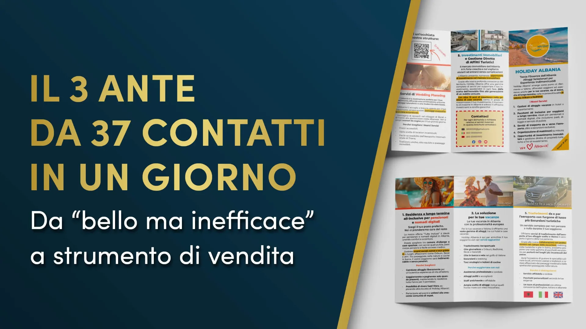 Pieghevole a tre ante, 37 contatti in un giorno
